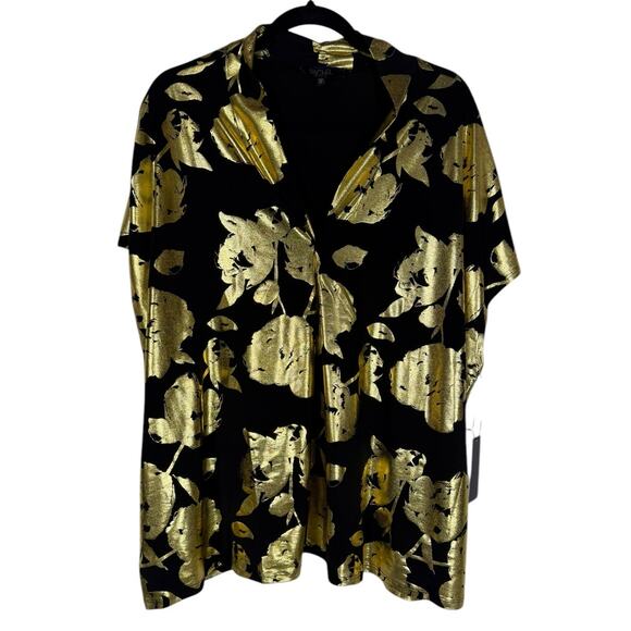 Rachel Roy Top Women's 2X sleeveless Gold Leaf Floral V-neck NWT - Picture 1 of 6
